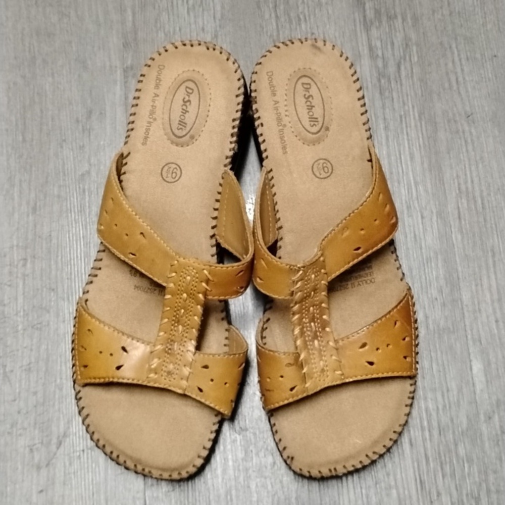 Dr. Scholl's Tan Perforated Slide Sandals - Picture 7 of 8